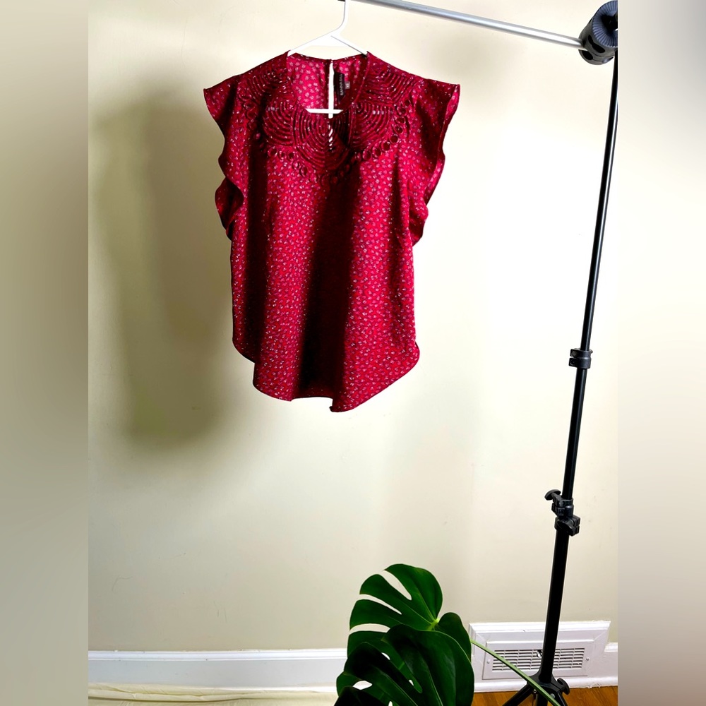 Anthropologie, Ranna Gill size XS, ruffle sleeved blouse with decorative collar